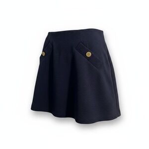 Lilly Pulitzer Navy Skort Gold Button Detail Textured Mini‎ XS Womens